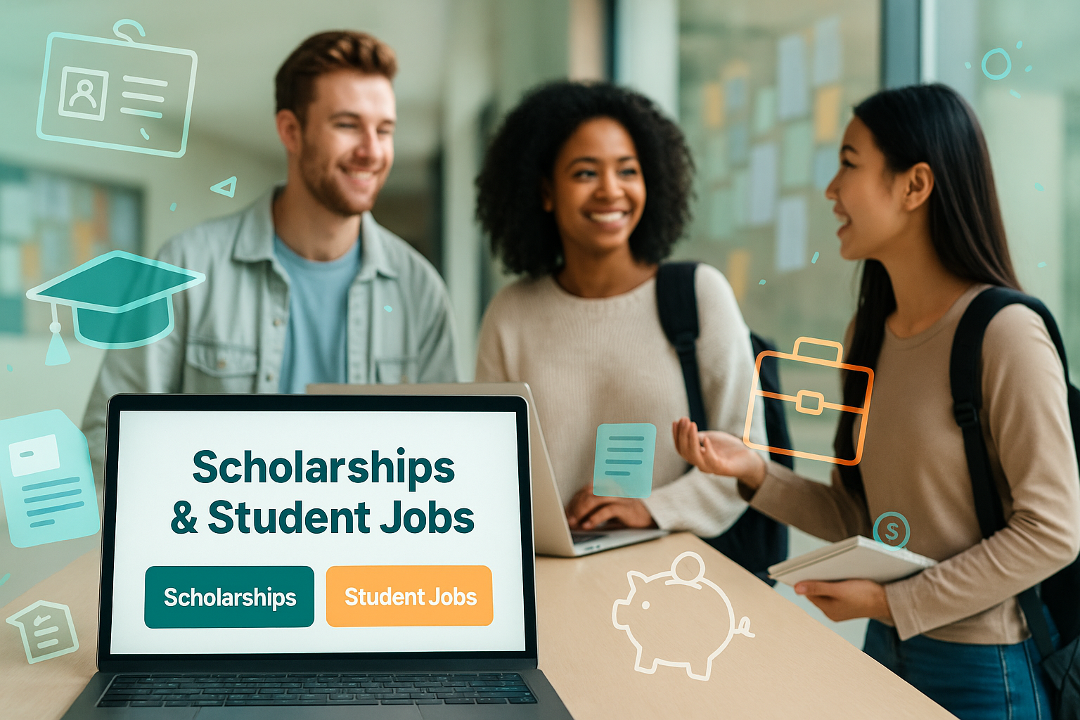 Students exploring scholarships and jobs